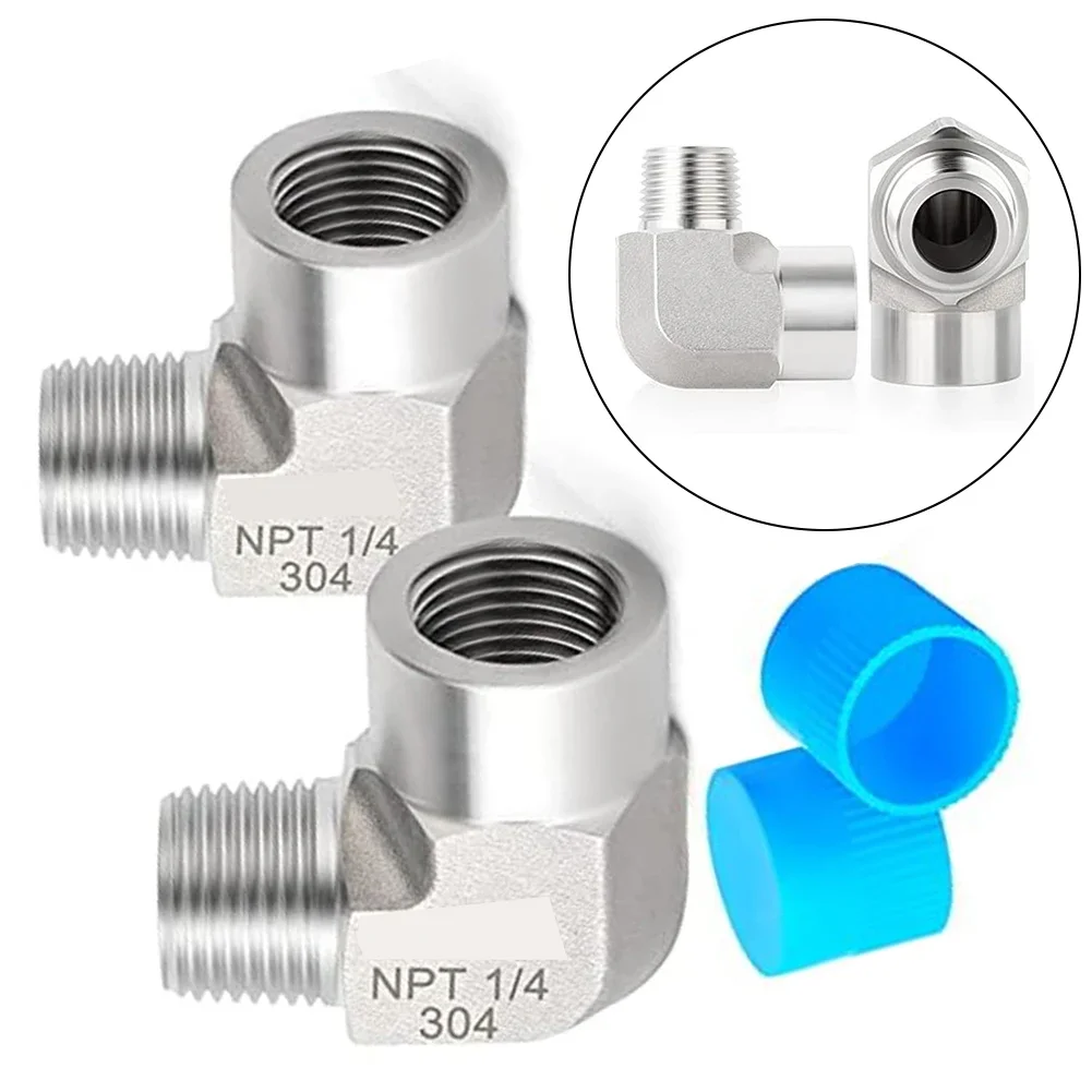 

2pcs/set Stainless Steel 90 Degree Elbow 1/4 In NPT Male To 1/4 In NPT Female Pipe Fittings Connector