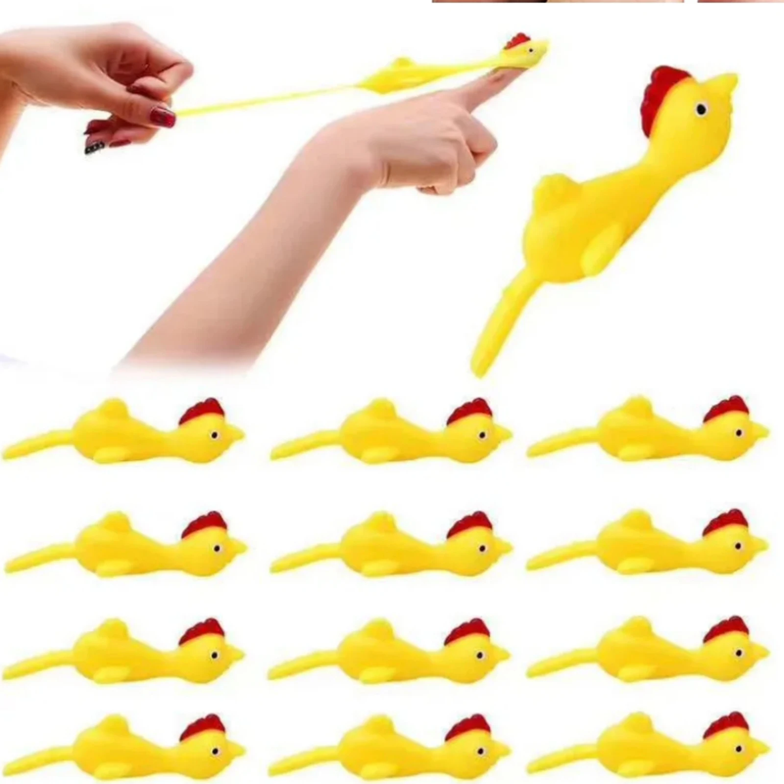 Chicken Finger Slingshot Rubber Chicken Finger Flying Sticky Chick Funny Gift for Kids Teenagers Adults Finger Dart Launch Toys