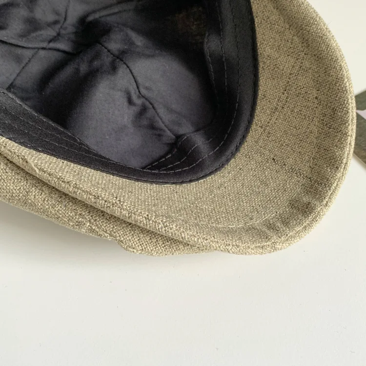 Vintage Y2K Damen und Mädchen Baumwolle Leinen Newsboy Cap koreanischen Stil Baskenmütze atmungsaktiv Sommer Frühling Herbst Hut – Detail 17