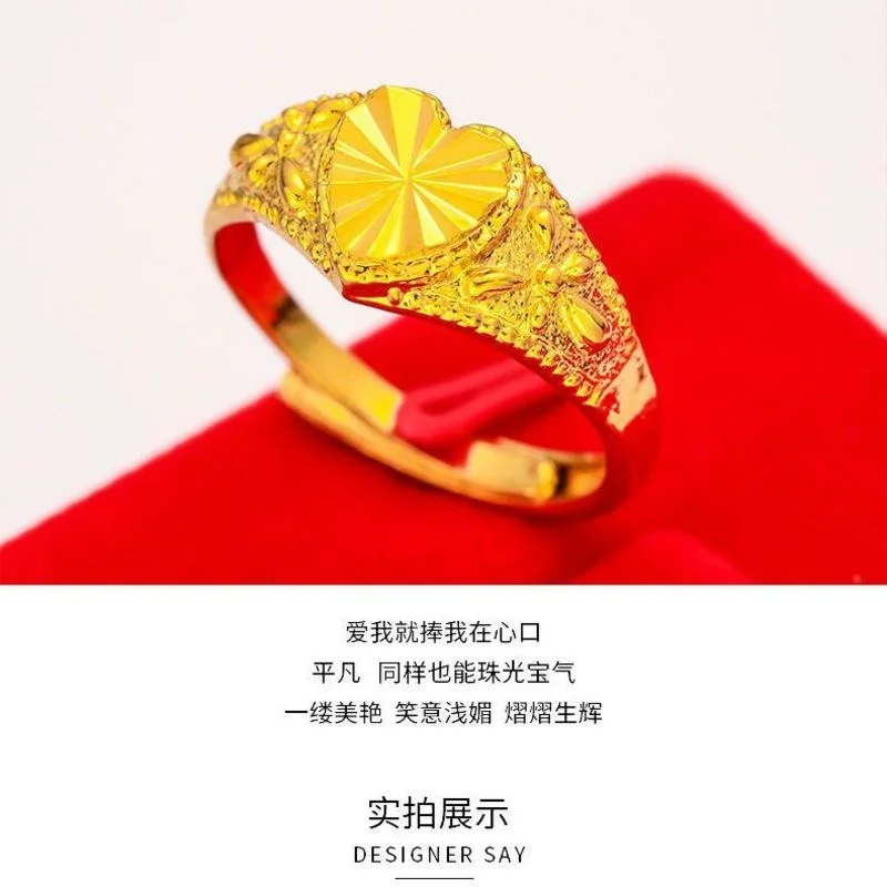 Counter Copy 100% Real Gold 24k 999 Ring Women\'s Color Zhaocai Transfer Flower Adjustable Pure 18K Gold Jewelry