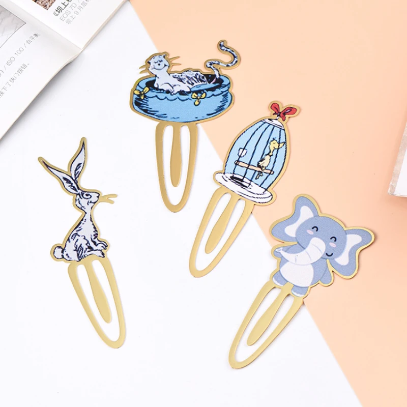 10PCS  Creative Cartoon Animal Shape Metal Bookmark Information Folder Graduation Gift Metal Hollow out Bookmark