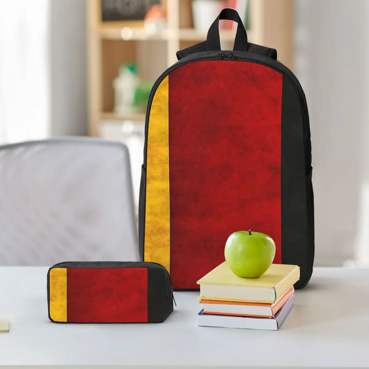Germany German Flag Texture Backpack Student Boys Girls BookBag School Bag Shoulder Bags 3ps Insulated Lunch Bag Pencil Case