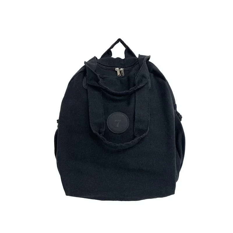 Casual Simple Large Capacity Canvas Backpacks Zipper Solid Durable Couple Style Retro Shoulder Bags for Unisex 2024 Hot Sale