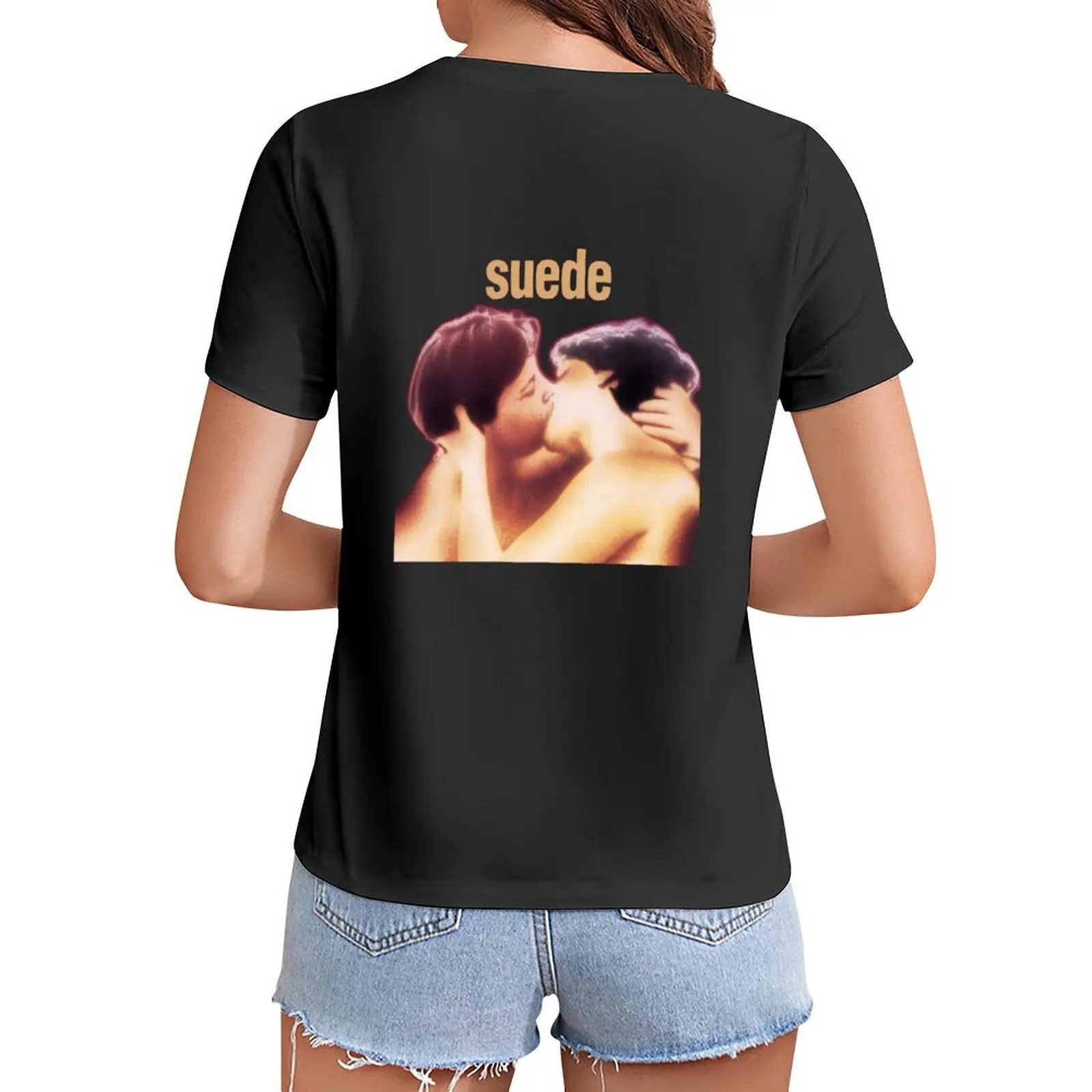 

Suede T-Shirt tees summer tops sublime korean fashion Womens clothing