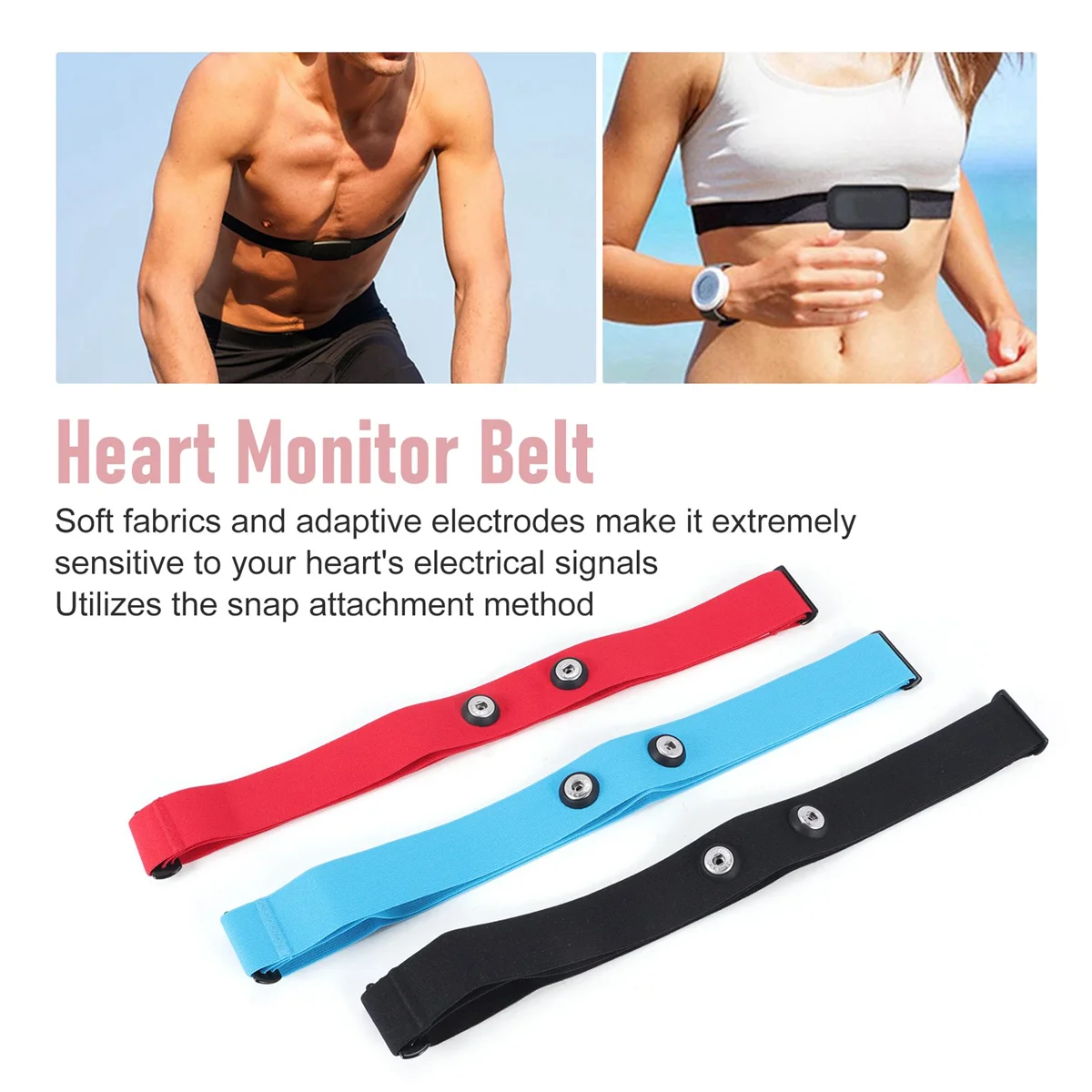 SMIEA 3Pcs for Magene Heart Rate Chest Strap Adjustable Elastic Strap for Polar Wahoo Garmin Sports Wireless Monitor Rate Belt A