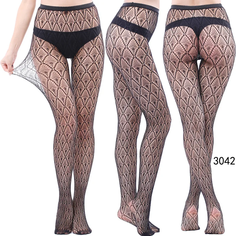 Frauen Sexy Fishnet Strumpfhosen Jacquard Webart Nahtlose Strumpfhosen Garne Strumpfband Grid Fisch Net Strümpfe Schwarz Spinne Gothic Spitze Strumpfhosen