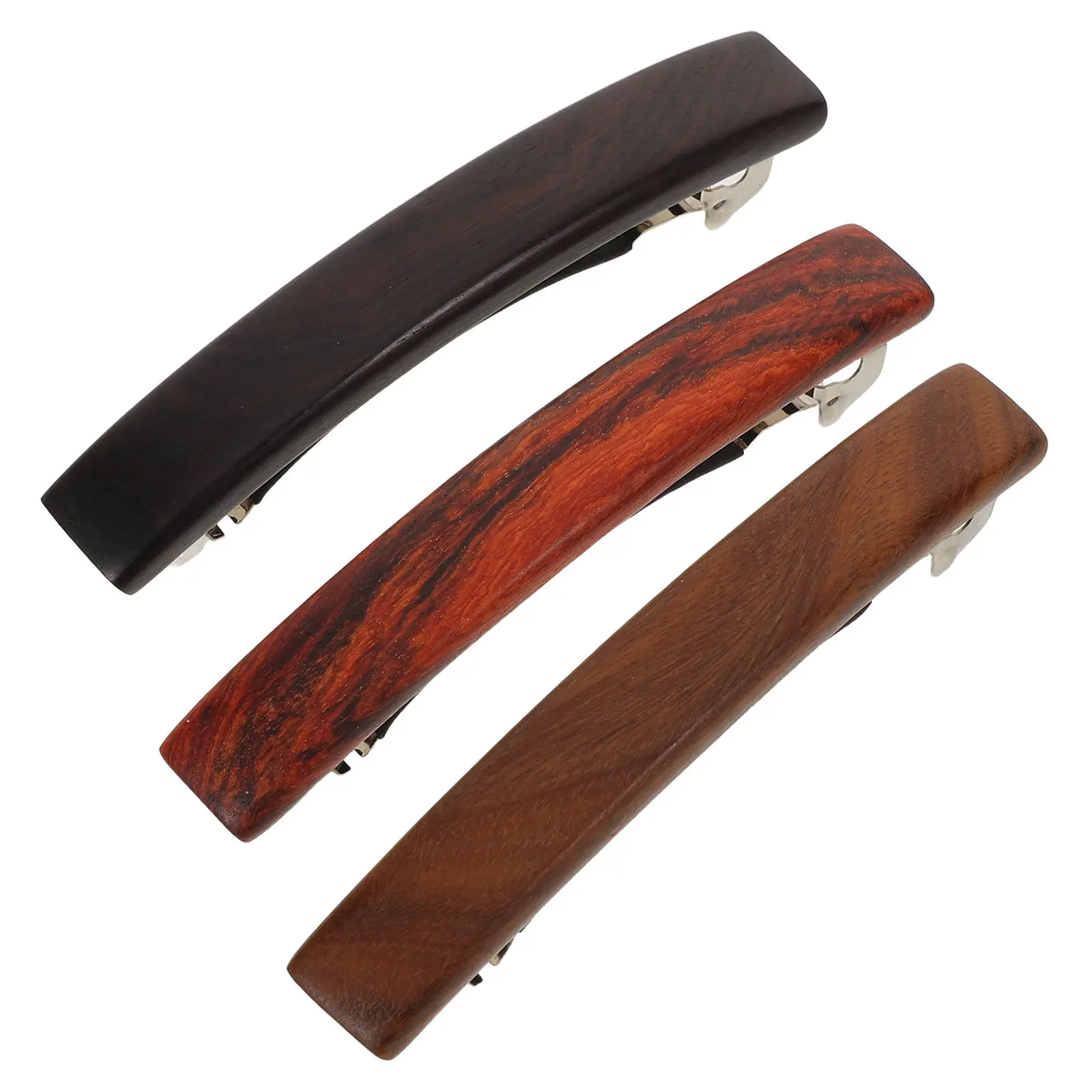 

3pcs Sandalwood Hair Clip For Women Minimalist Vintage Barrette Ponytail Holder Lightweight Claw Clip Hair Accessories For Daily