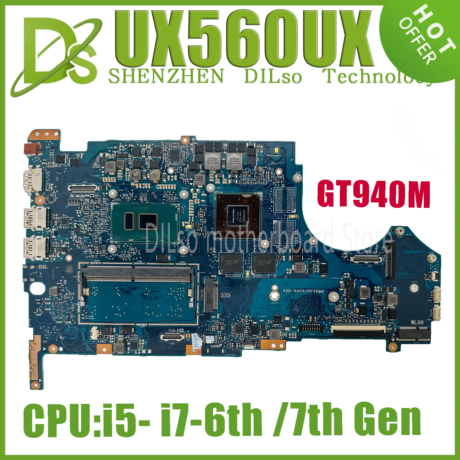 KEFU UX560UQ Mainboard For ASUS UX560UX Q542UQK UX560UQ Q534UXK Laptop Motherboard W/i5-6200U i7-6500U i5-7200U i7-7500U 8GB-RAM