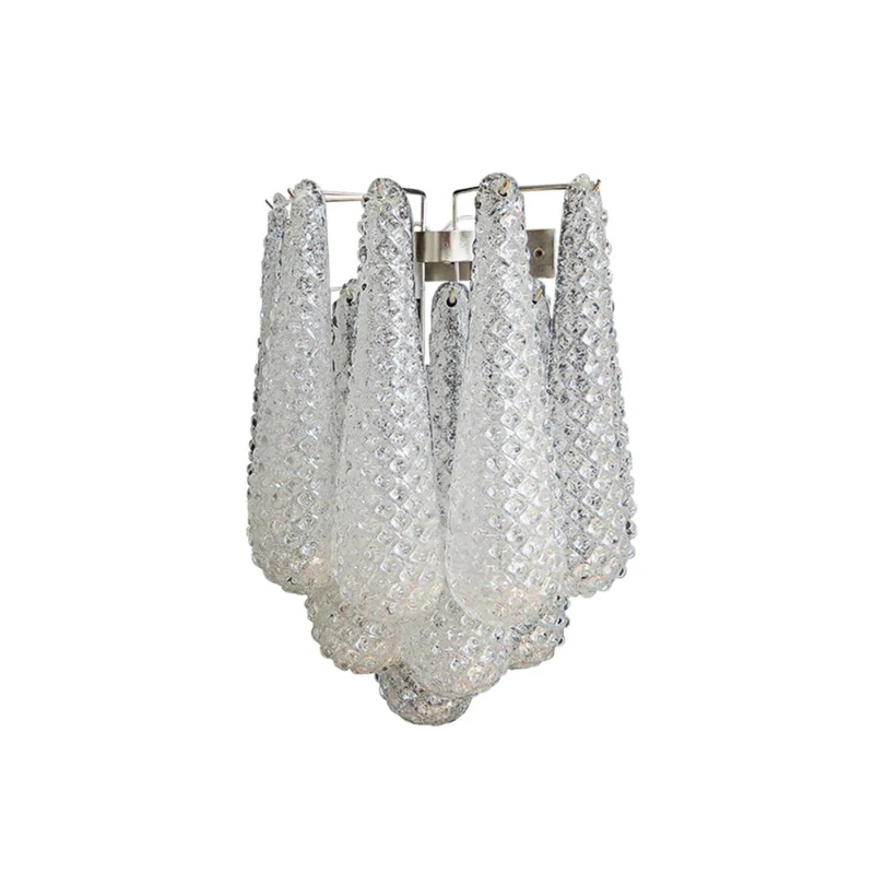 

French retro water drop waterfall glass wall lamp American light luxury crystal villa stairs bedroom aisle lamp