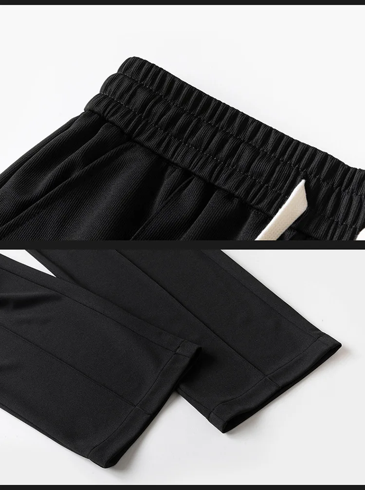 موضة صيف 2025 للرجال بنطال واسع الساق مستقيم بلون سادة غير رسمي عصري بسيط للرجال مقاس كبير بدلة أساسية وسراويل ملابس