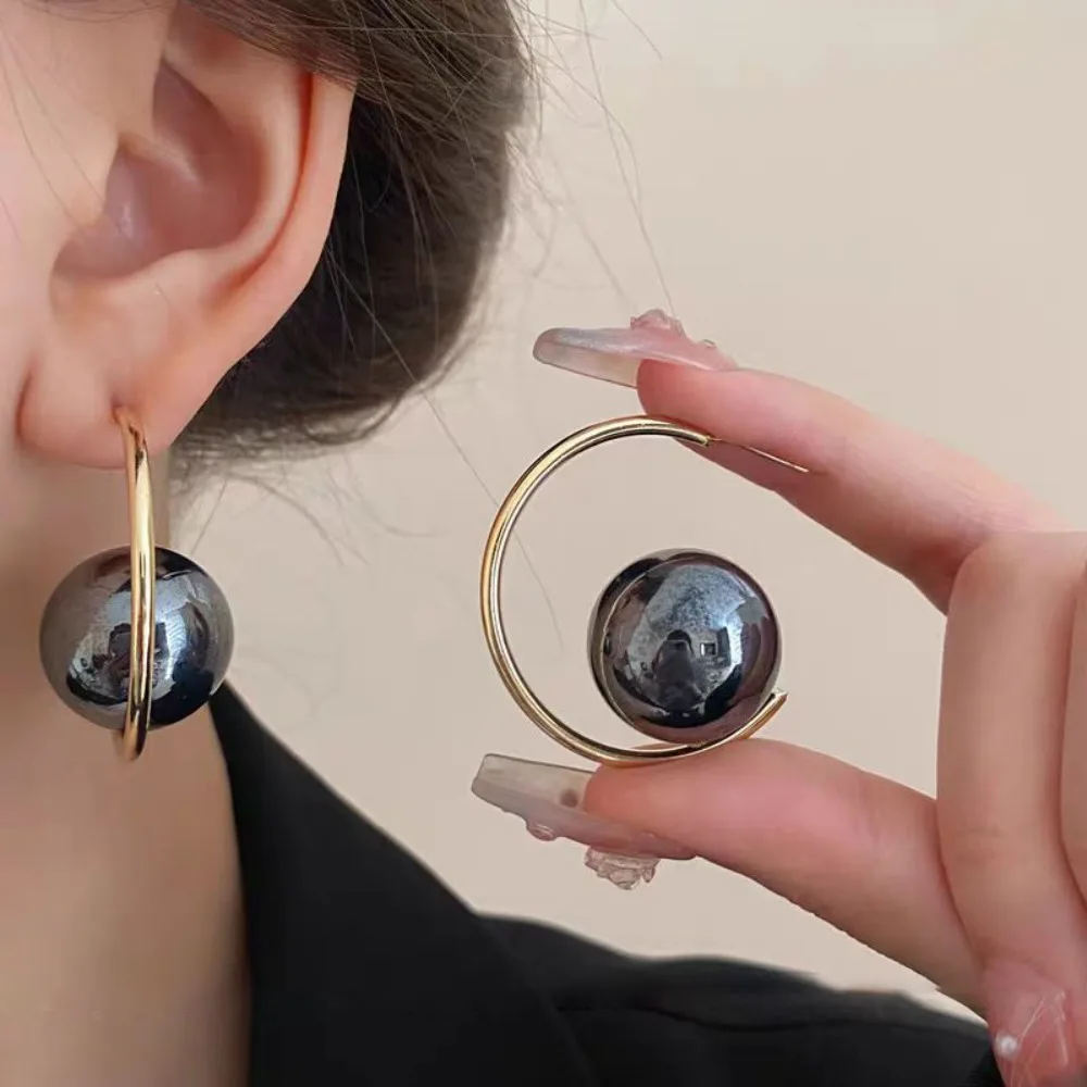 Fashion Imitation Pearl+Iron Imitation Pearl Earrings Exaggerated Geometric Charms Dangler Drop Earrings Gifts