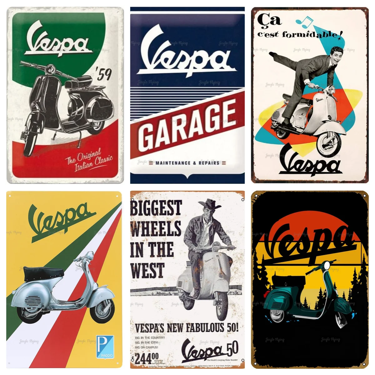 Vespa Nostalgic Art Retro Tin Sign Garage Gift Idea For Scooter Fans Metal Plaque Vintage Design For Wall Decoration