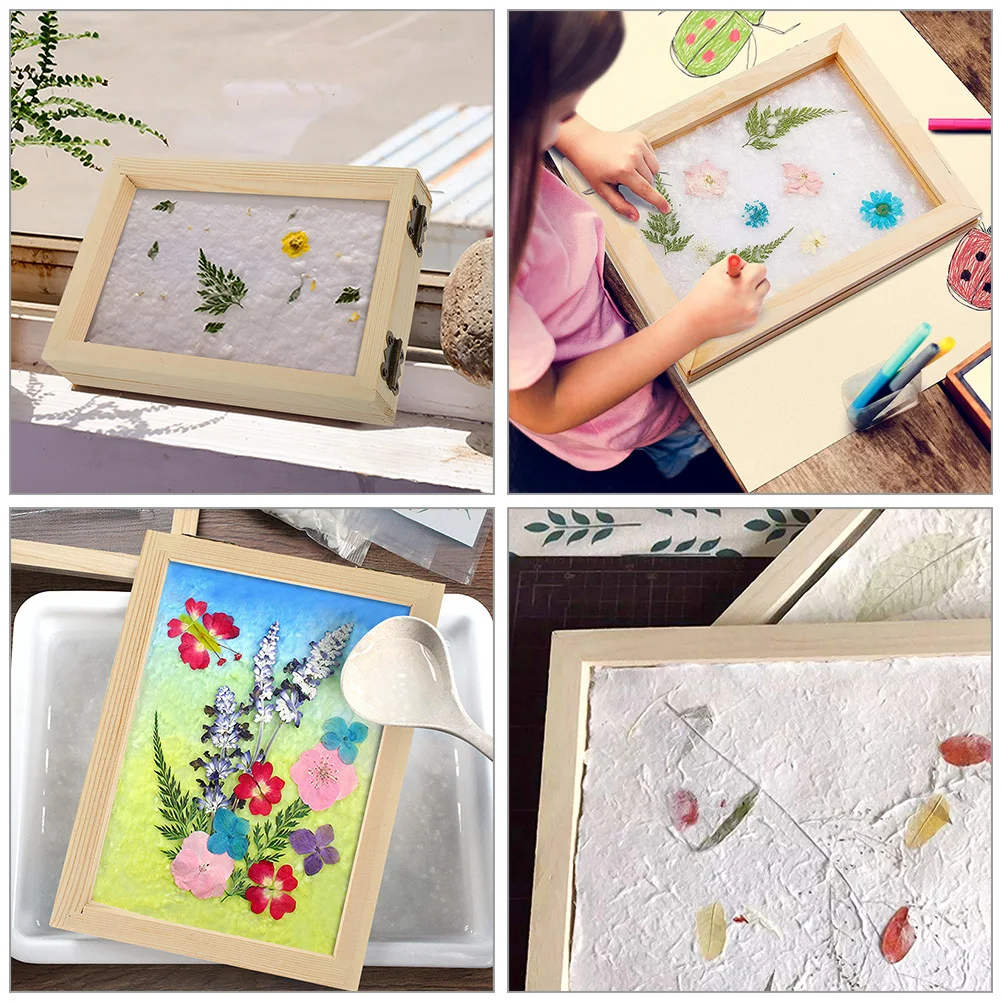 

2Pcs DIY Paper Making Frame Wooden Mesh Frame for Handmade Paper Craft Fun Indoor Activity with Friends Family