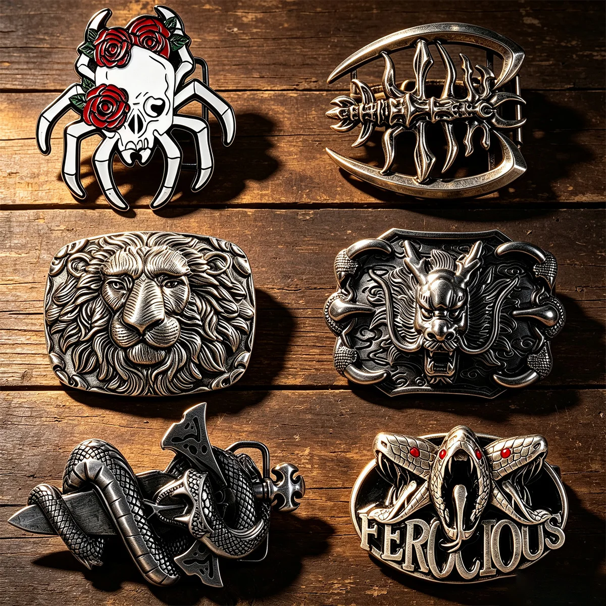 Gothic New 3.7cm 3.8cm 3.9cm Spider Lion Snake Designer Punk Belt Buckle Fashion Men and Women's  Alloy Plate Buckle