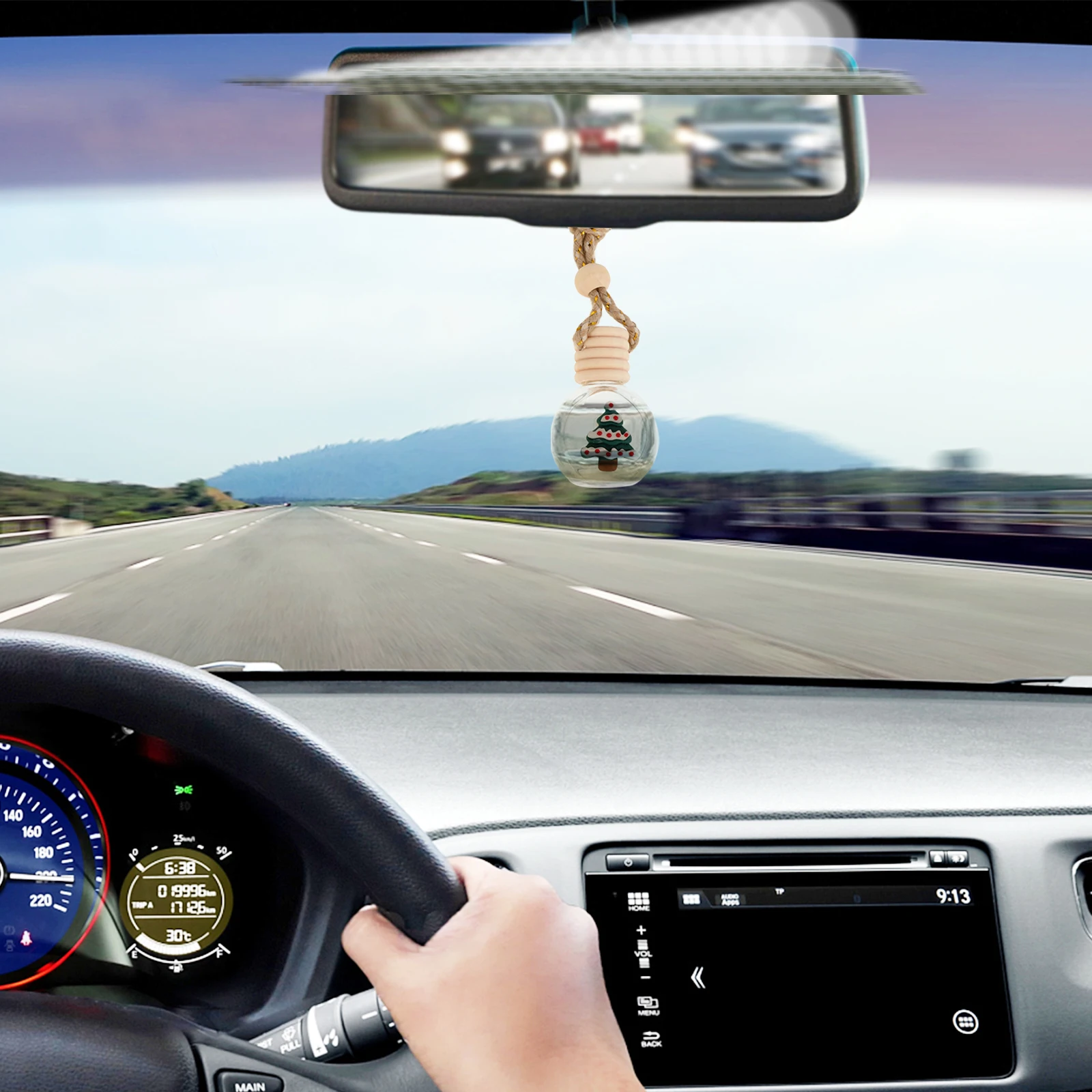 

2Pcs Christmas Car Perfume Hanging Bottles Empty Reusable Essential Oil Diffuser Car Air Freshener Decorative Aroma Pendant