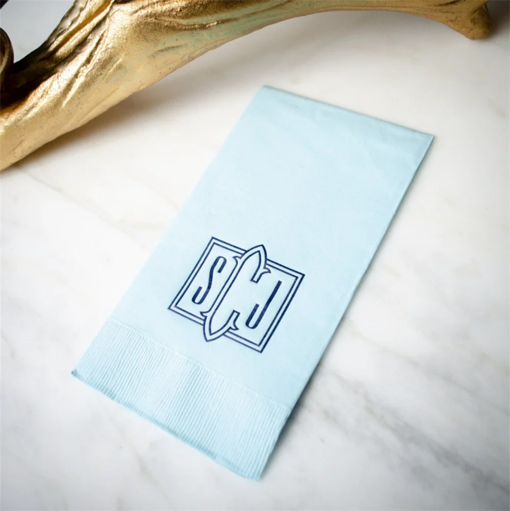 50PCS Monogrammed 3 Ply Guest Towels, Custom Printed Guest Towel Napkins, Rehearsal Dinner Napkins, Powder Room Hand Towels