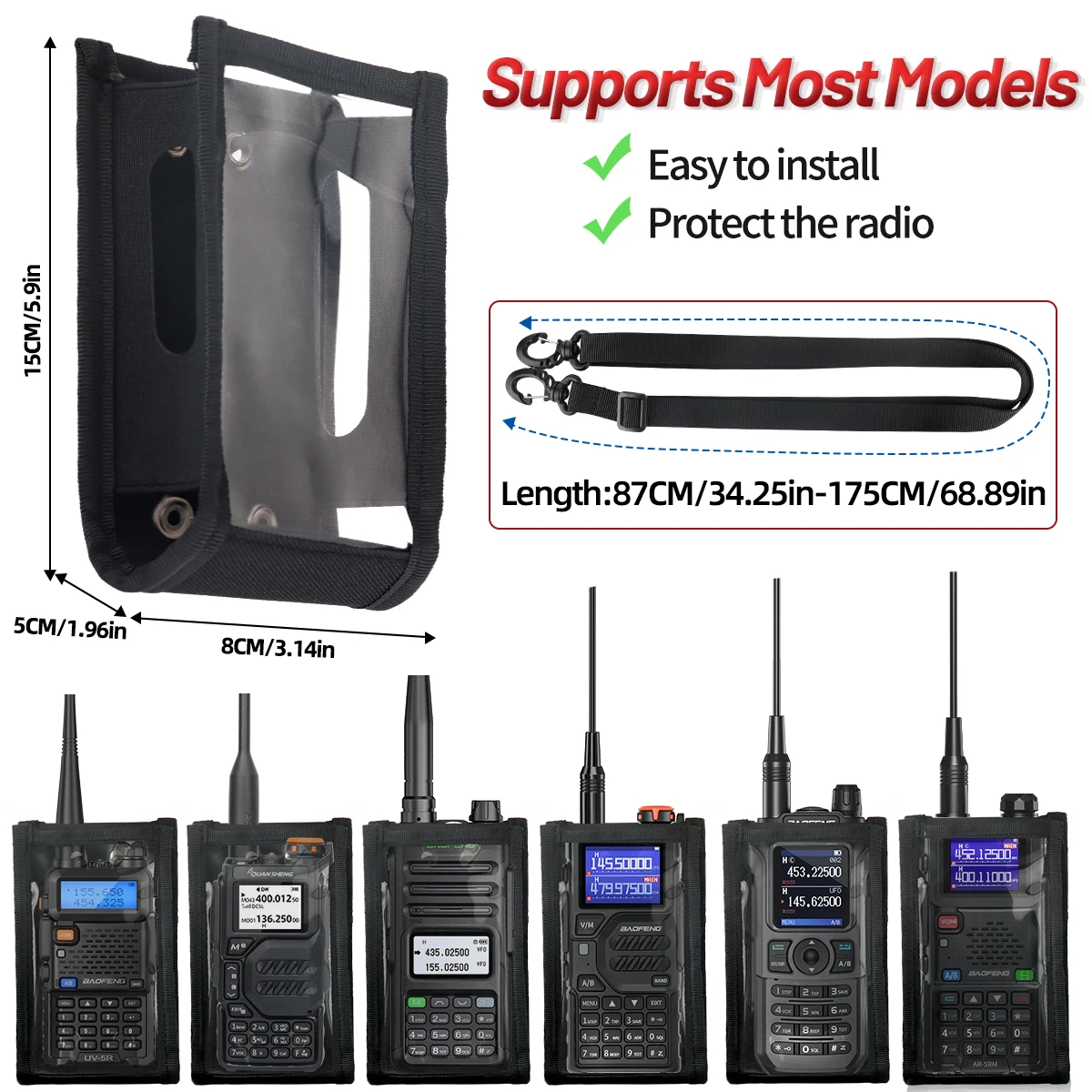BaoFeng Walkie Talkie Holster Molle Radio Pouch for Baofeng UV-5RH UV-21R UV-5R Quansheng K5 PLUS Ham Radio Nylon Radio Case