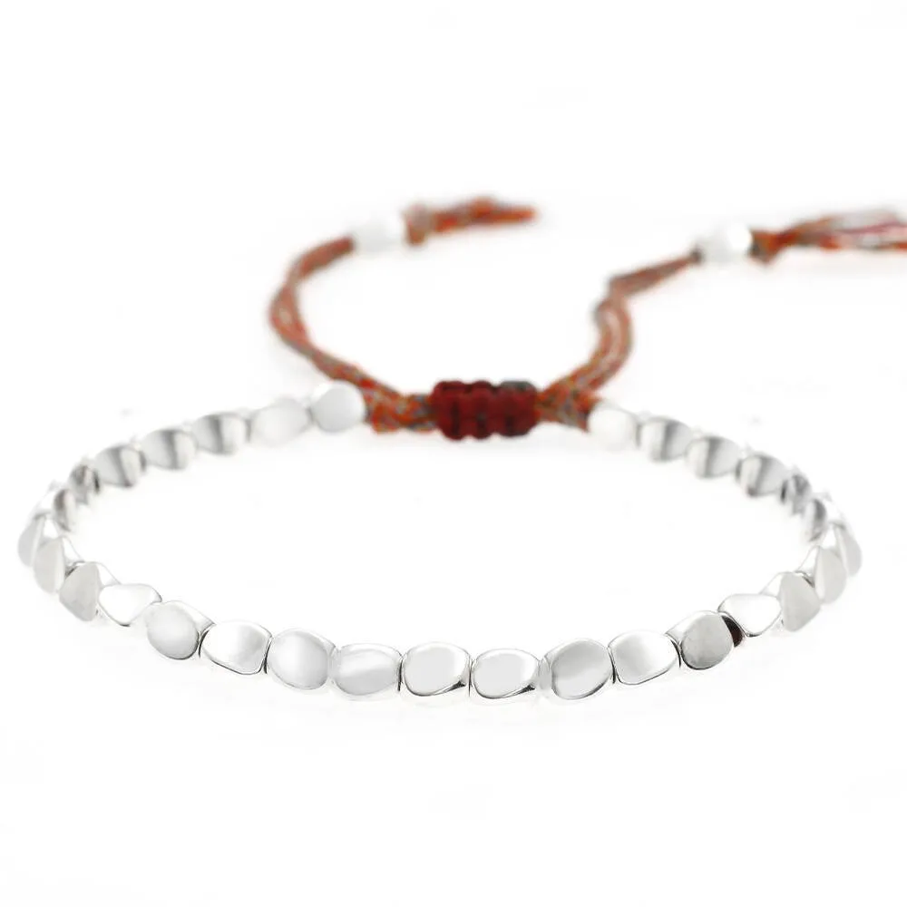 5-farbiges ethnisches buddhistisches tibetisches Kupferperlen-rotes Armband für Damen und Herren, Vintage, handgefertigter Faden, geflochtenes Seil