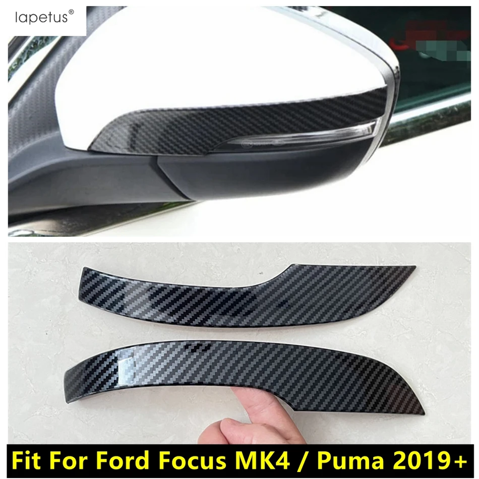 Car Rearview Mirror Rubbing Strip Decoration Cover Trim Carbon Fiber / Chrome Accessories For Ford Focus MK4 / Puma 2019 - 2024