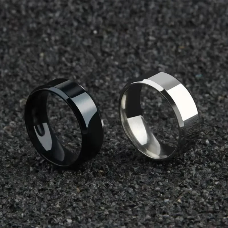 Fashion Charm Jewelry Ring for Men Women 8MM Stainless Steel Black Rings Wedding Engagement Band Quality Matte Male Jewelry