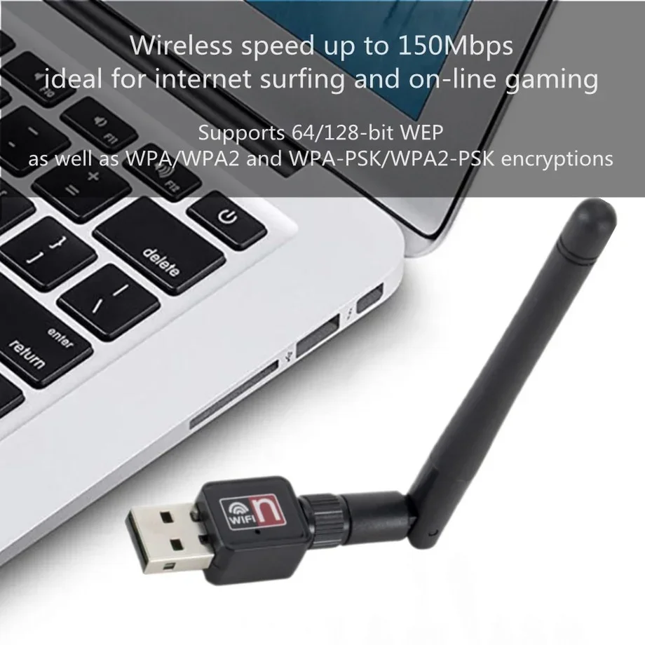 Беспроводная сетевая карта Mini WiFi USB 2.0 150M 802.11 b/g/n Карта адаптера локальной сети 150 Мбит/с 2 дБи WiFi-ключ для портативных ПК USB Ethernet