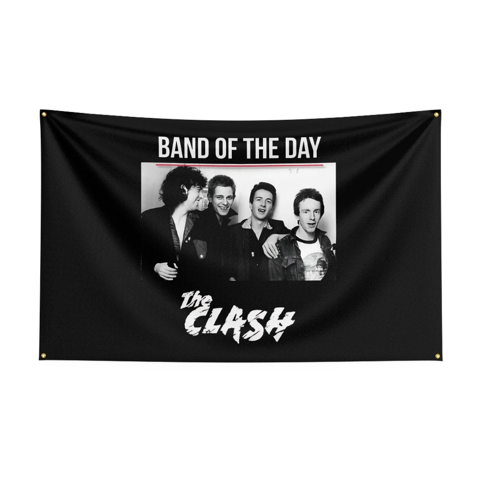 3x5 قدم T-The-C-ClashS الفرقة العلم البوليستر الطباعة الرقمية راية للمرآب جدار الفن خارج الباب الديكور مع الحلقات النحاسية