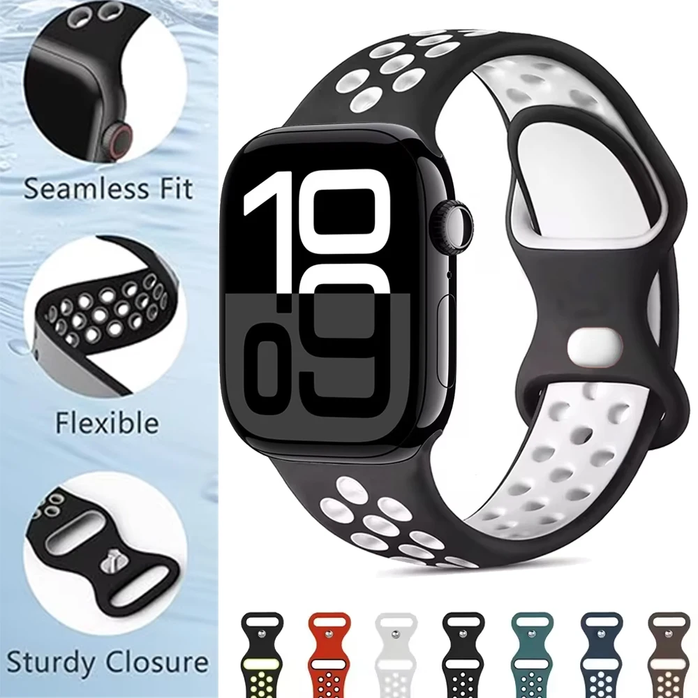 حزام سيليكون لساعة أبل الترا 49 مللي متر 10 42 مللي متر 46 مللي متر 9 8 7 45 مللي متر 41 مللي متر سوار رياضي بديل لملحقات 6 5 4 SE