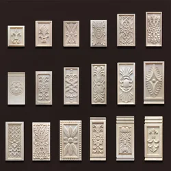 European Style Wood Applique Background Wall Home Decoration Luxury Furniture Decal for Floral Figurines Antique Onlays Moulding
