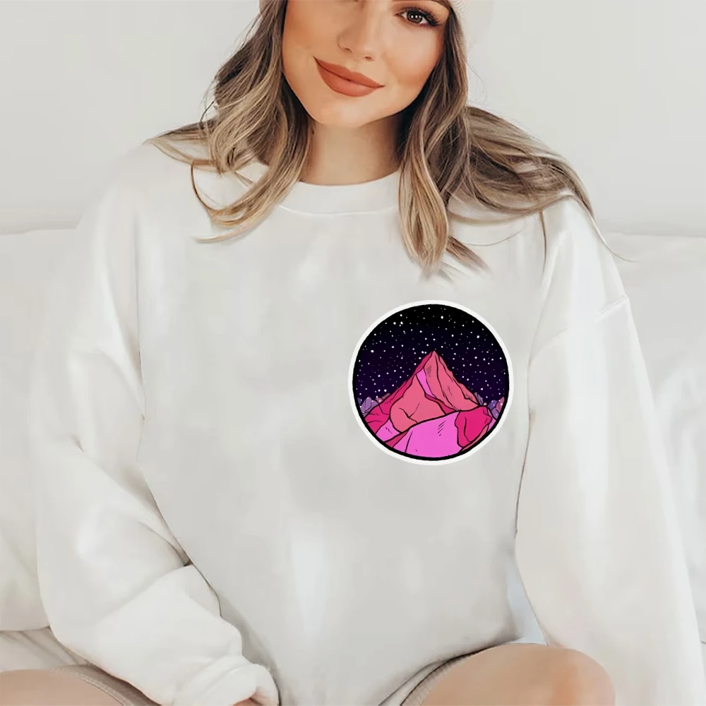 Sweat-shirt étoile de montagne imprimé cercle scénique, décontracté, ample, manches longues, relaxant, audacieux, tendance, confortable, automne hiver