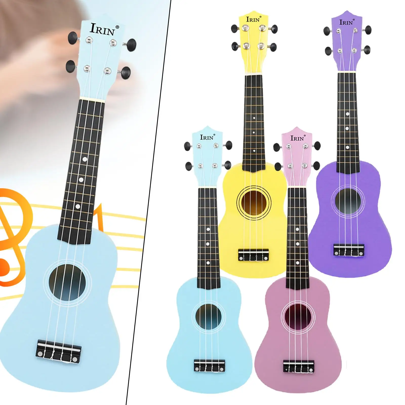 Kids Guitar Toy 4 String Mini Guitar, Developmental 21.26'' Wood Ukelele Musical Instrument for Early Educational Musical