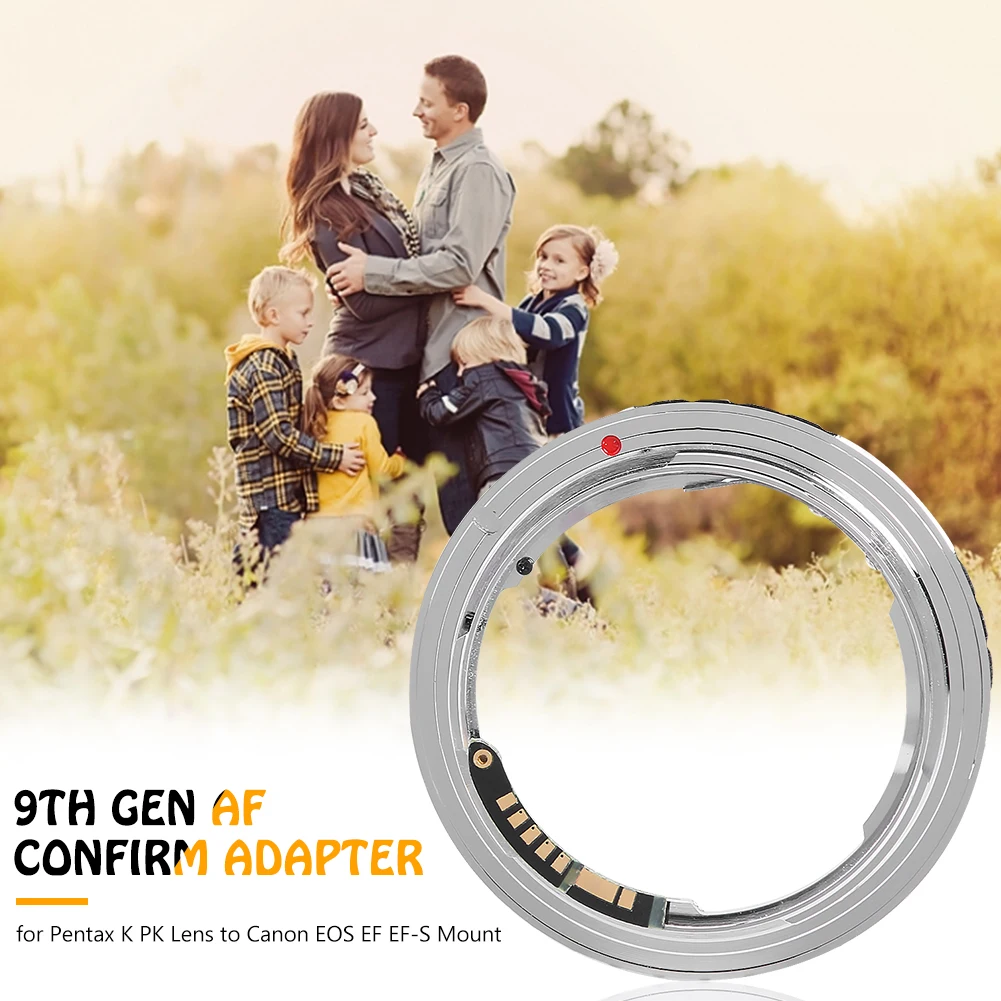 9th Gen AF Confirm Adapter Metal Camera Mount Adapter Ring Infinity Focus Support for Pentax K PK To for Canon EOS Camera