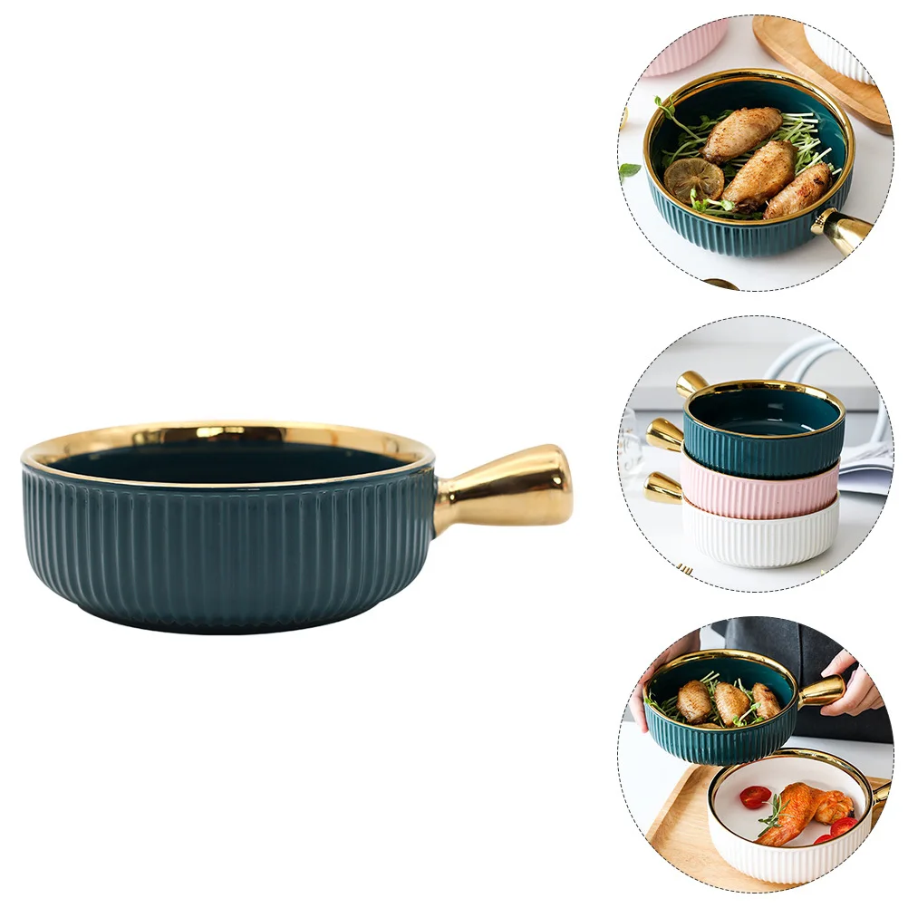 

1Pcs Ceramic Fruit Dessert Salad Bowl Creative Style Heat Insulated Handle Suitable for Everyday Parties Restaurants Food