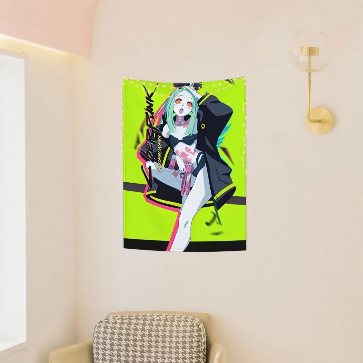 Cyberpunk Edgerunners Rebecca Anime Tapestry Hippie Polyester Wall Hanging Wall Decor Table Cover Witchcraft Wall Blanket