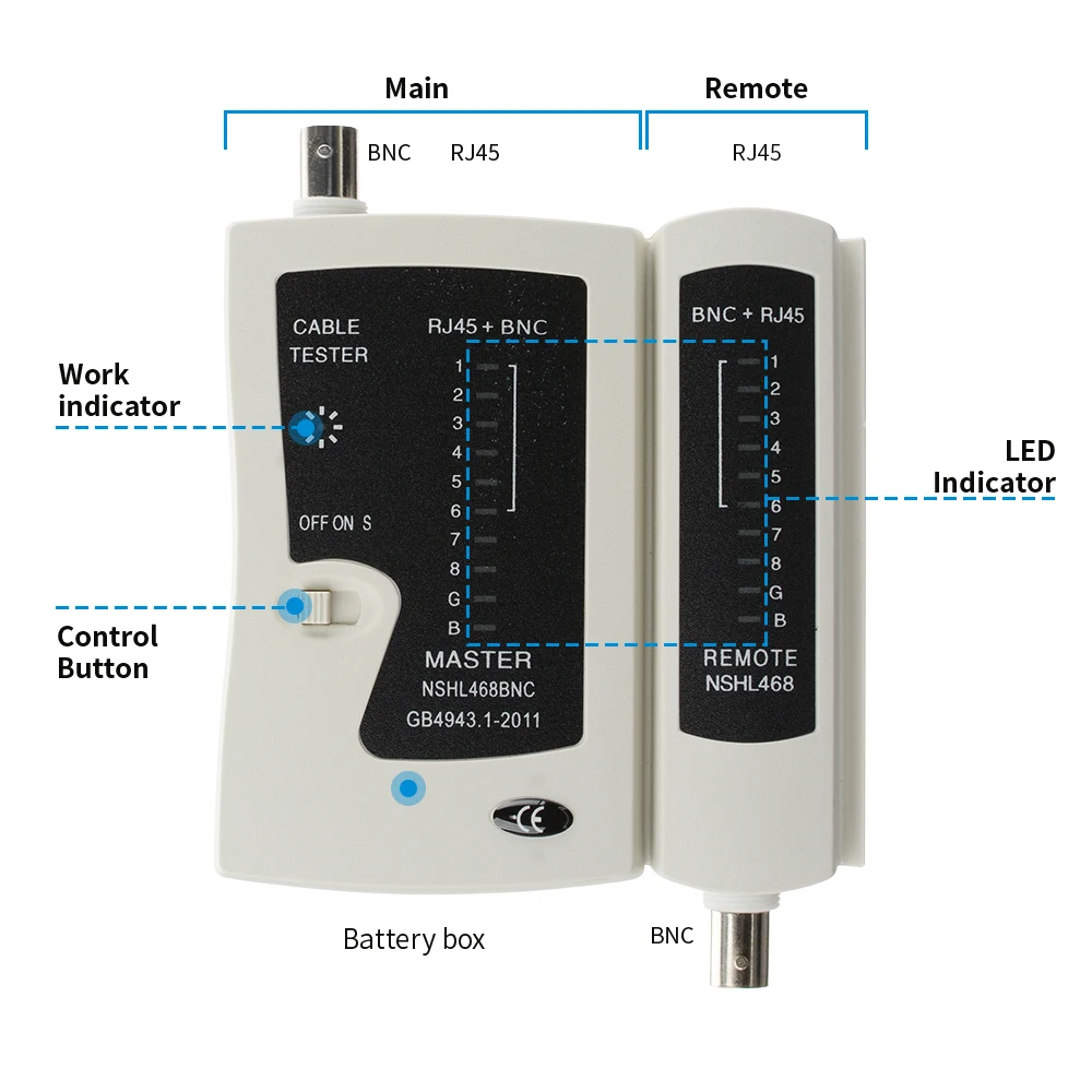 جهاز اختبار كابل الشبكة جهاز اختبار الكابل المحوري BNC متعدد الأغراض لاختبار كابلات الشبكة وكابلات الترددات اللاسلكية #3