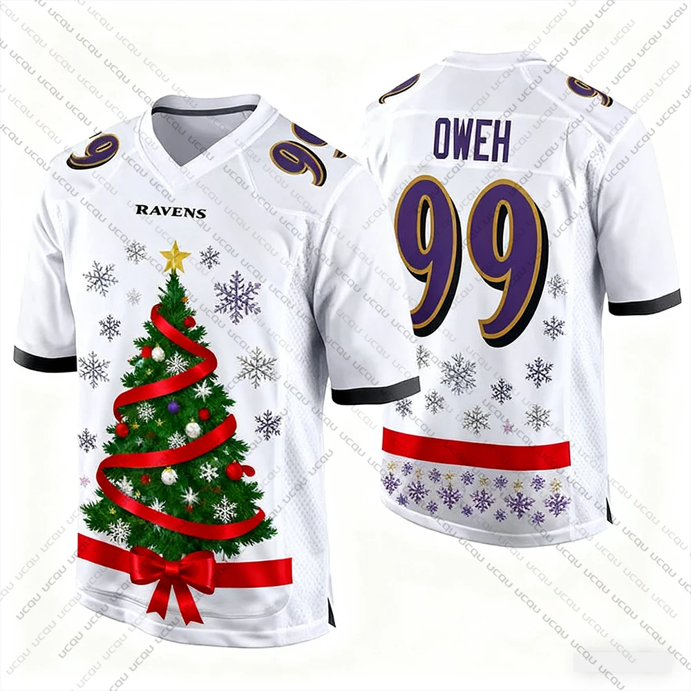 2025 عيد الميلاد الكبار الجاموس كرة القدم الأمريكية جيرسي الرجبي جيرسي ملابس رياضية التدريب جيرسي تي شيرت الغربان OWEH 99 رقم #2