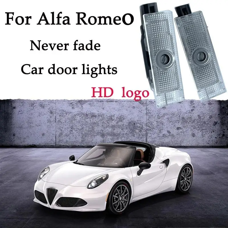 

2PC HD Glass Lens Car Door Light Laser Decorative Projection Light Never Fades Suitable For Alfa Romeo Stelvio Giulietta Giulia