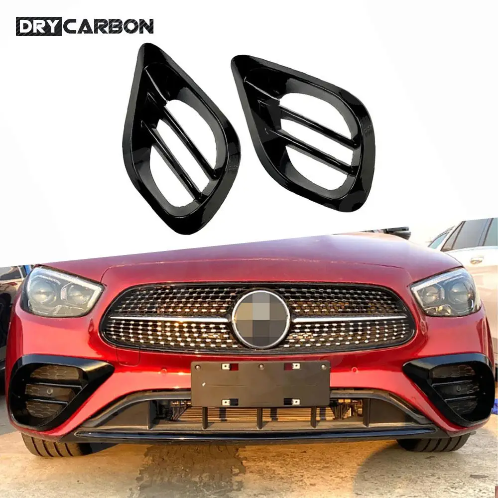 

Накладка на воздухозаборник переднего бампера из карбона, черная сетчатая решетка для противотуманных фар из АБС-пластика для Mercedes-Benz E-класса W213 E260 E300 E53 2021-2023