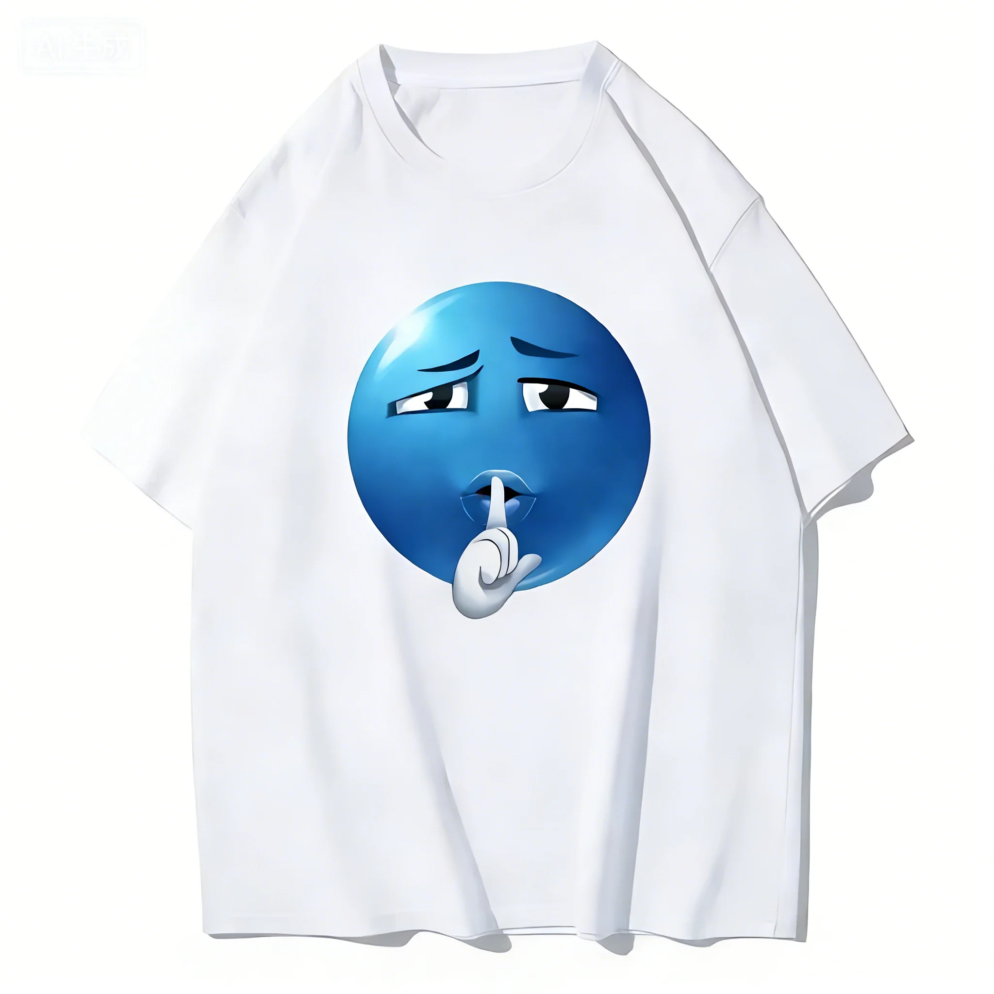

Zagros Funny 'Shush' Emoji Print T-shirt Unisex Short Sleeve Loose Fit Graphic Tee Casual Daily Wear For Men Women Meme Fans