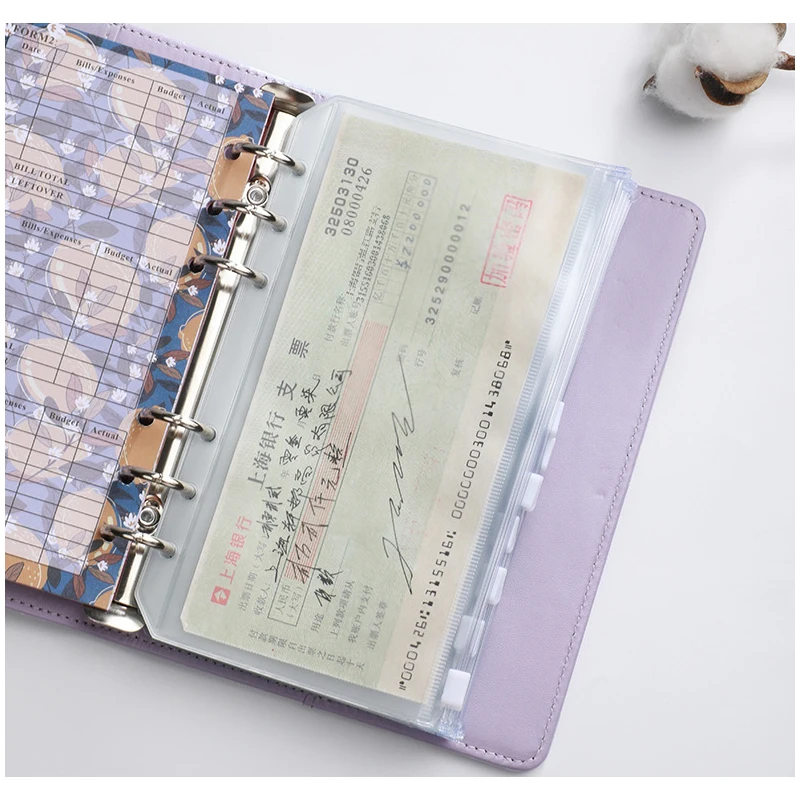 A6 Gradual Macarone Binder Budget Notebook PU Leather Loose-leaf Handbook Daily Planner Money Organizer Cash Budget Planner Book