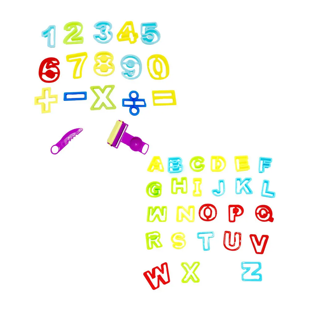 1 set kit di stampi in argilla per l'apprendimento precoce per bambini set di creatori di forme di numeri alfabetici premium fai da te modellazione di colori divertente per l'aula o