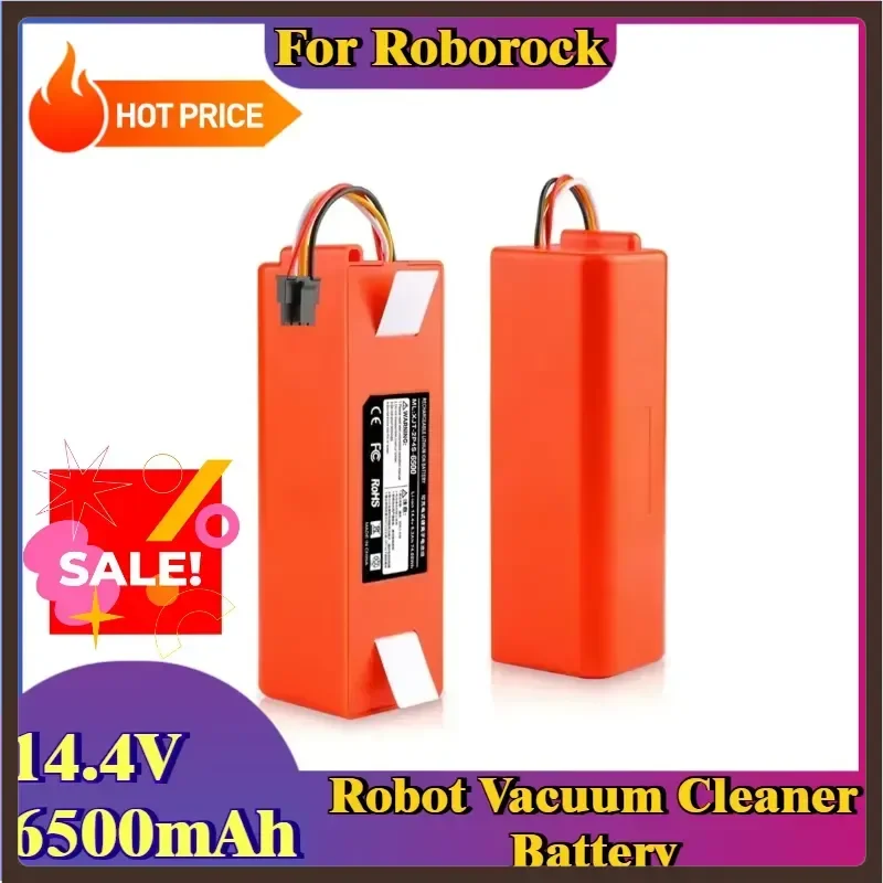 14.4V 6500mAh for Roborock S6 S7 MaxV Q5 Q7 MAX Robot Vacuum Cleaner Replacement Battery