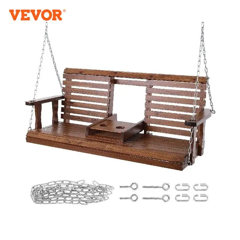 

VEVOR Wooden Porch Swing 5 ft Patio bench swing for Courtyard & Garden Upgraded 880 lbs Strong Load Capacity Swing Chair Bench