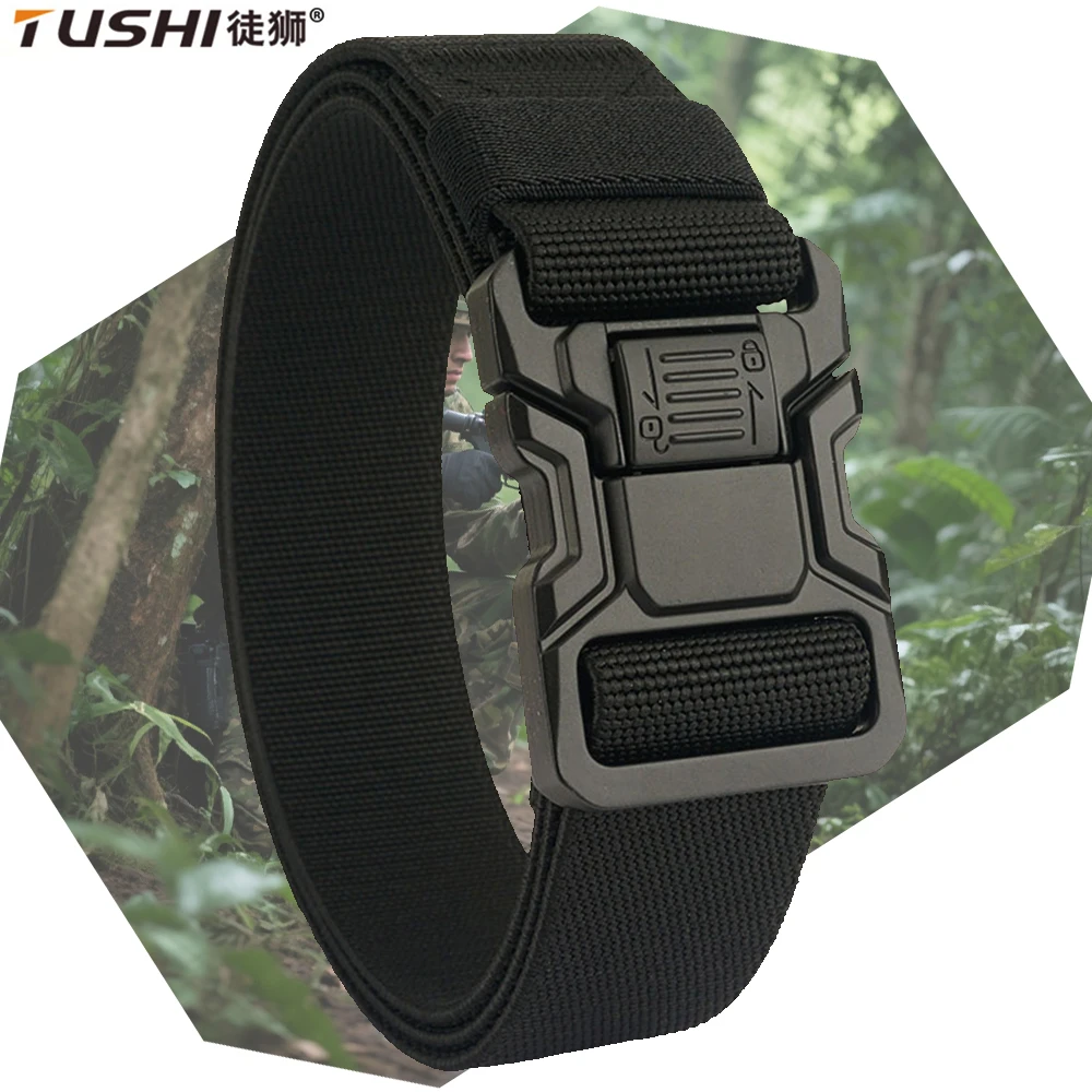 

TUSHI Genuine Tactical Belt Quick Release Outdoor Military Belt Soft Real Nylon EDC Sports Accessories Men And Women Black Belt