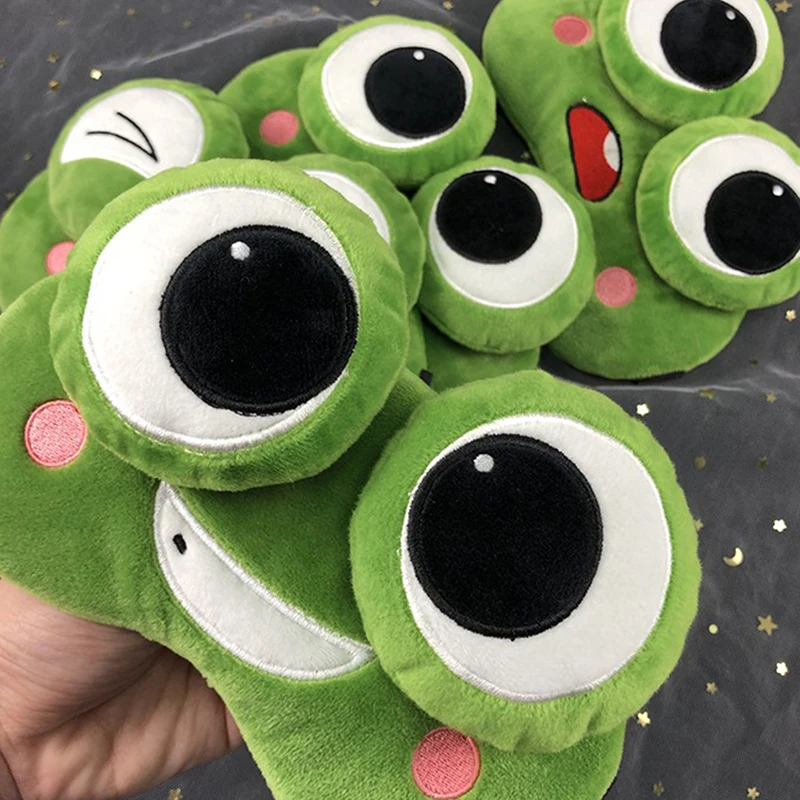 3d Suede Geborduurde Kikker Groot Oogmasker Cartoon Ademend Verduisterende Oogmasker