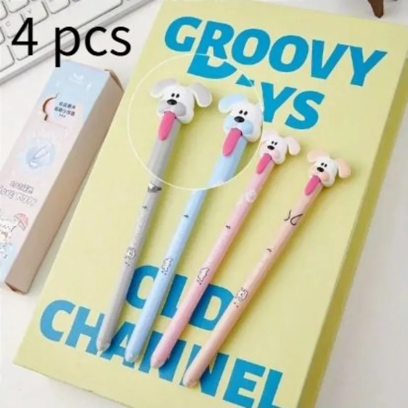 

Set of Four Adorable Dog-Themed 0.5Mm Erasable Gel Pens, Featuring Retractable Design And Quick-Drying Blue Ink, with a Smooth