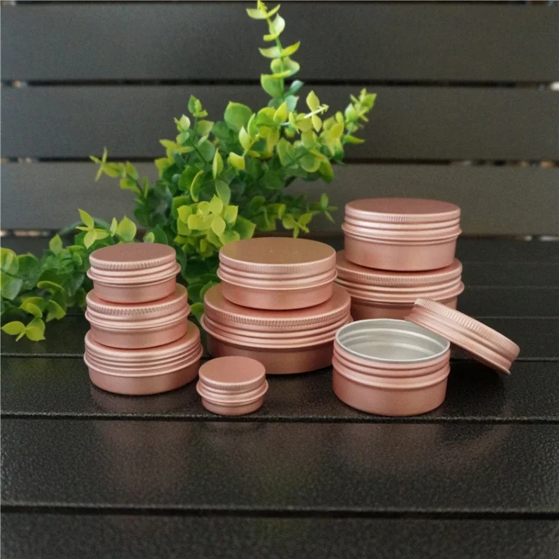 

5/10/15/20/30/50/80g Round Aluminum Box Metal Tin Cans DIY Rose Gold Cosmetic Cream Refillable Empty Jar Tea Aluminum Pot