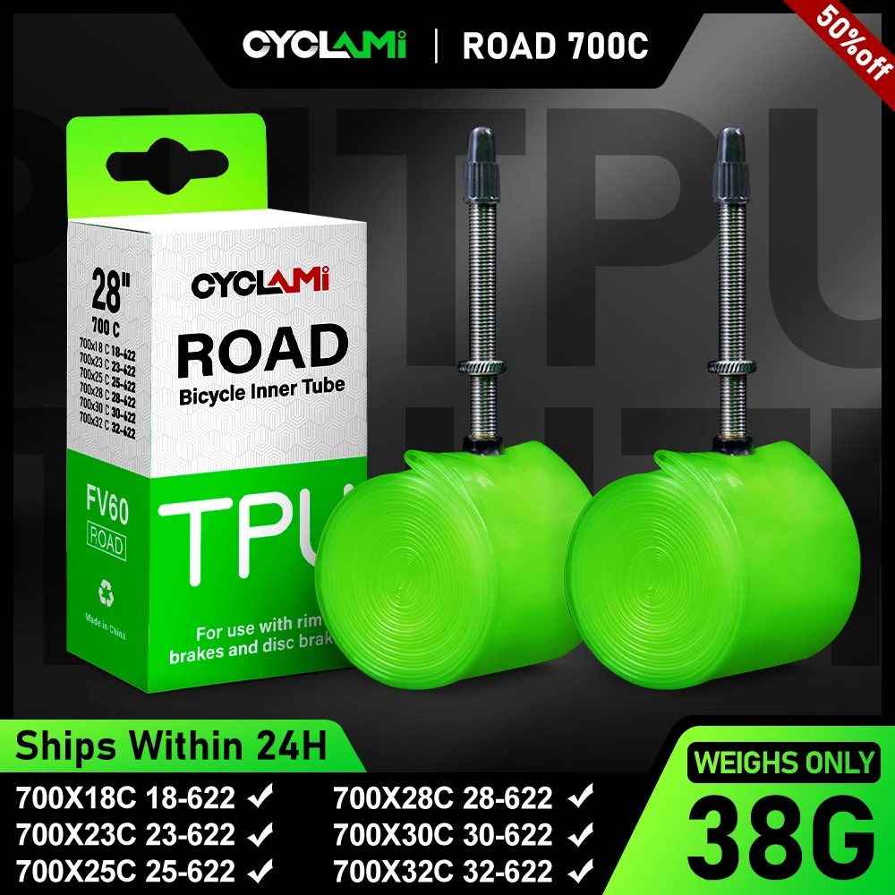 CYCLAMI Official Ultralight TPU Road Inner 700c Tube Bike Road MTB Bicycle TPU Material Tire 60mm Length French Valve18 25 28 32