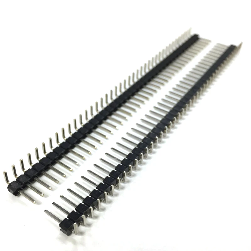 10pcs 40 Pin 1x40 Single Row Male 2.54mm Breakable Pin Header Right Angle Connector Strip bending