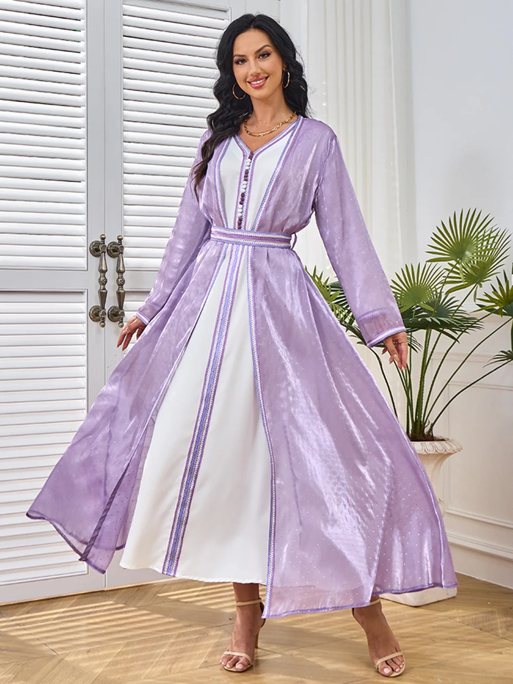 ใหม่อาหรับดูไบ Eid Mubarak Ethin เสื้อผ้าปักเสื้อสเวตเตอร์ถัก 2 ชิ้นชุดแฟชั่นเลดี้ผู้หญิงยาวมุสลิมตุรกีชุด