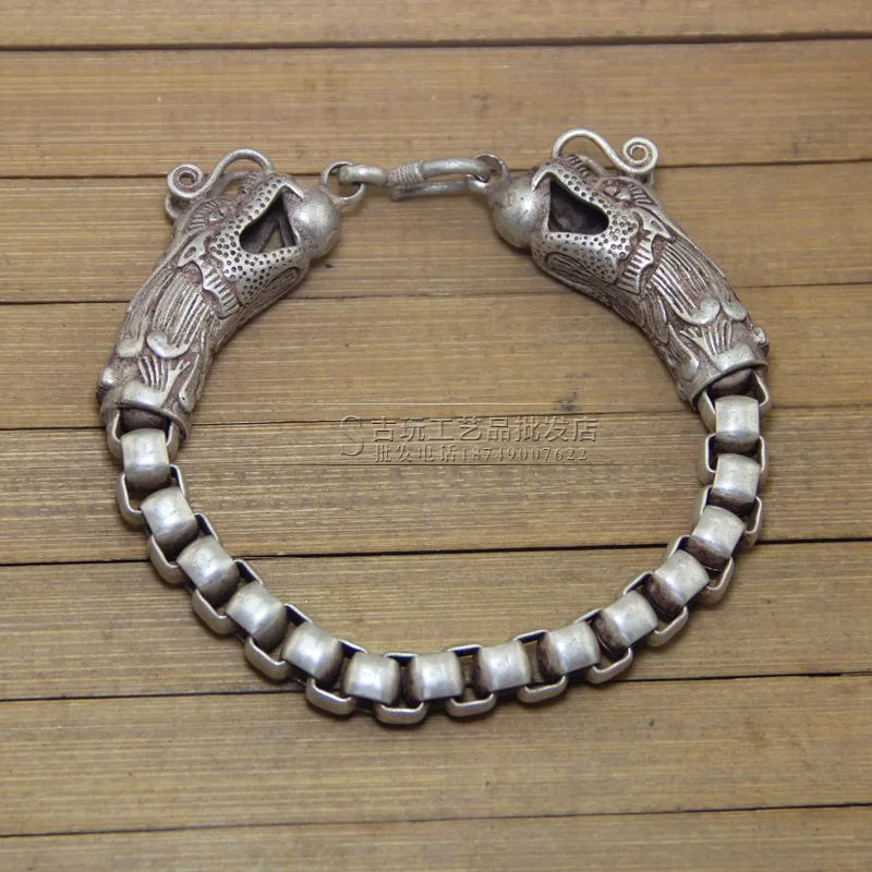 白い銅のダブルブレスレット,アンティークの工芸品,ヴィンテージ,ユーズド加工,工場で入手可能